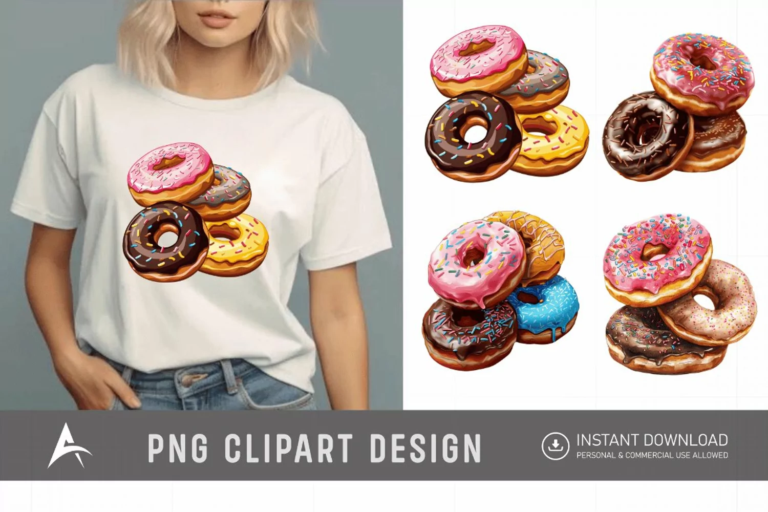 Watercolor Donuts Clipart product image 1