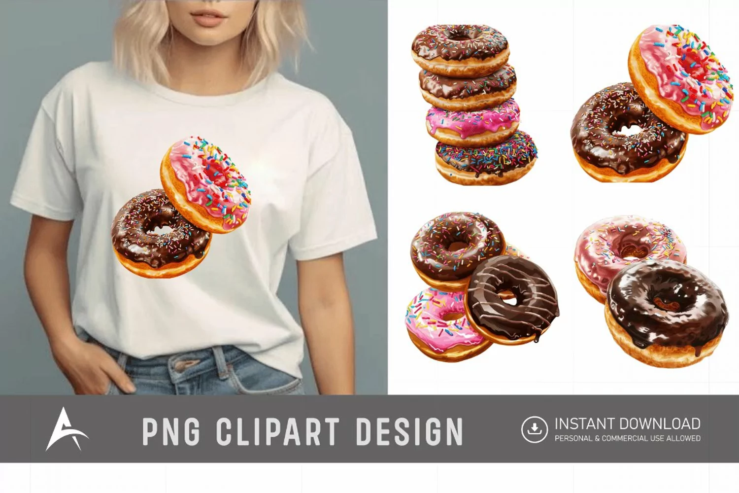 Watercolor Donuts Clipart product image 1