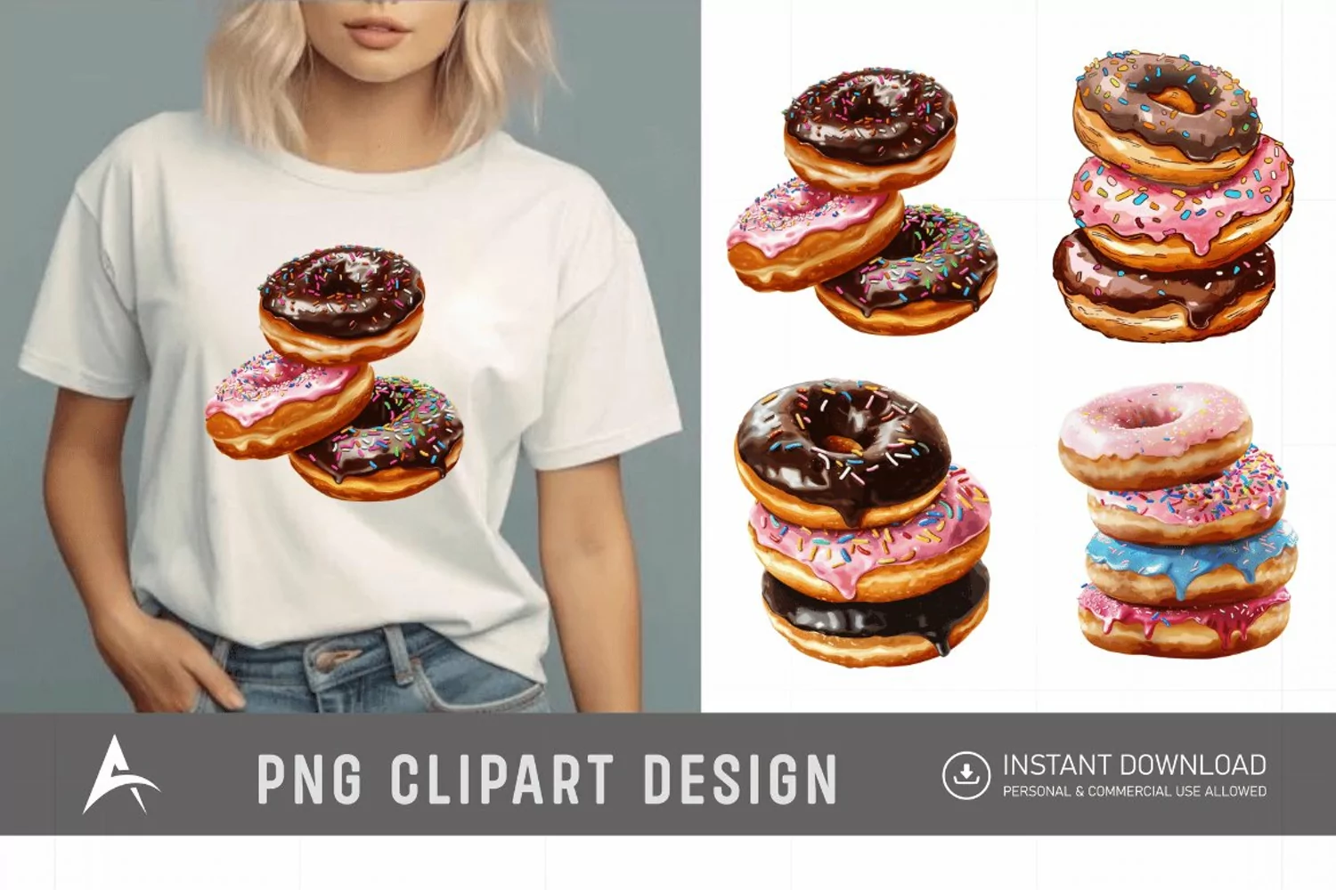 Watercolor Donuts Clipart product image 1