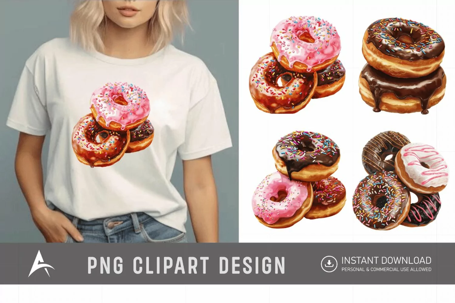 Watercolor Donuts Clipart product image 1