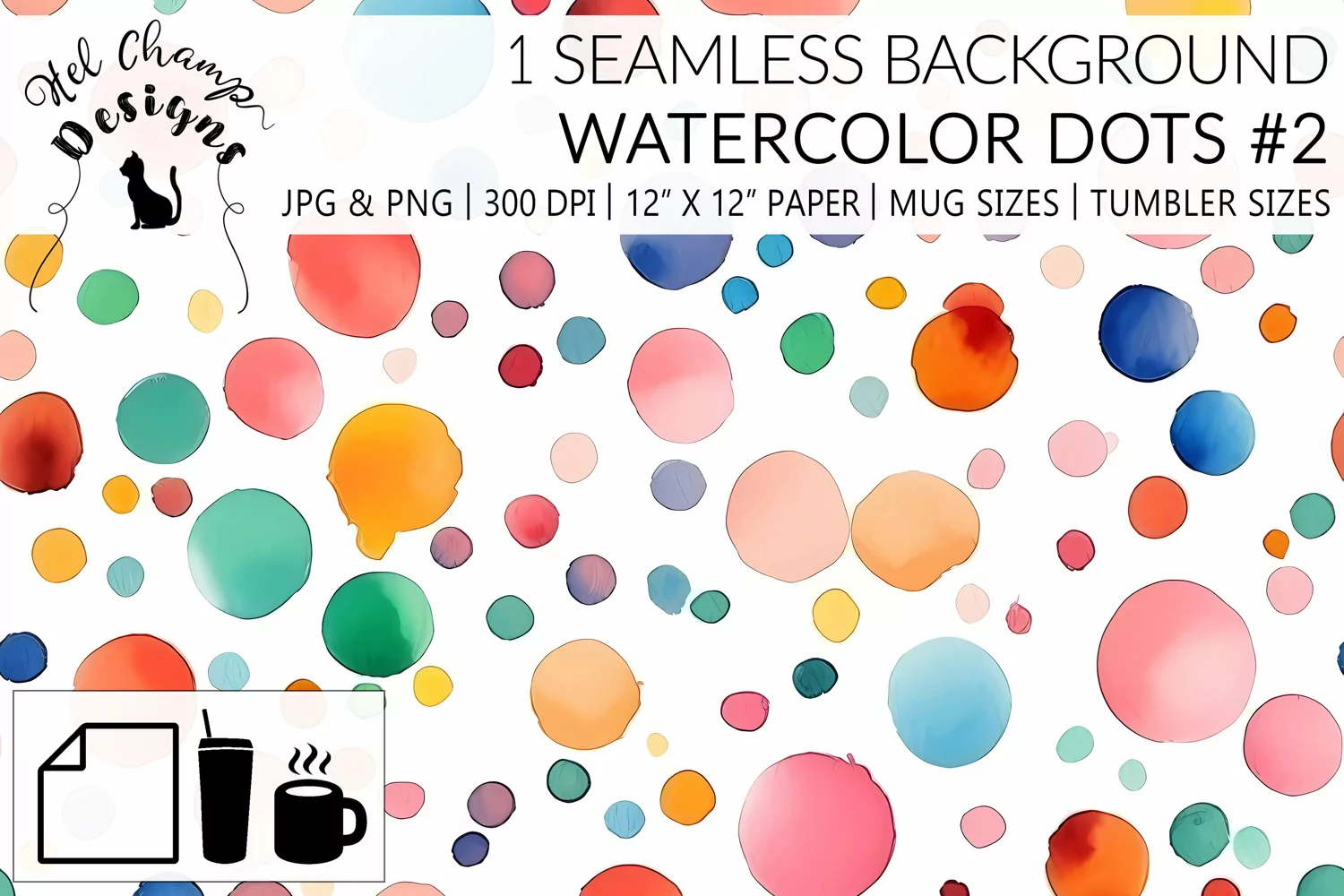 Watercolor dots scrapbooking papers origami sublimation mug tumbler 1