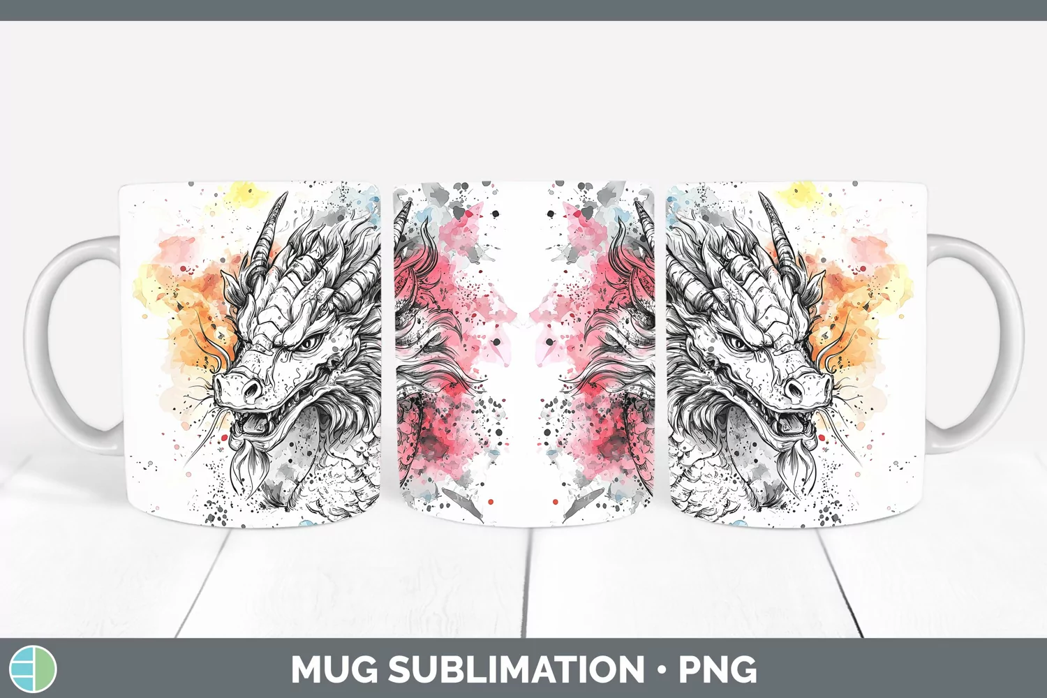 GorgeousWatercolor Mug Wrap design.
