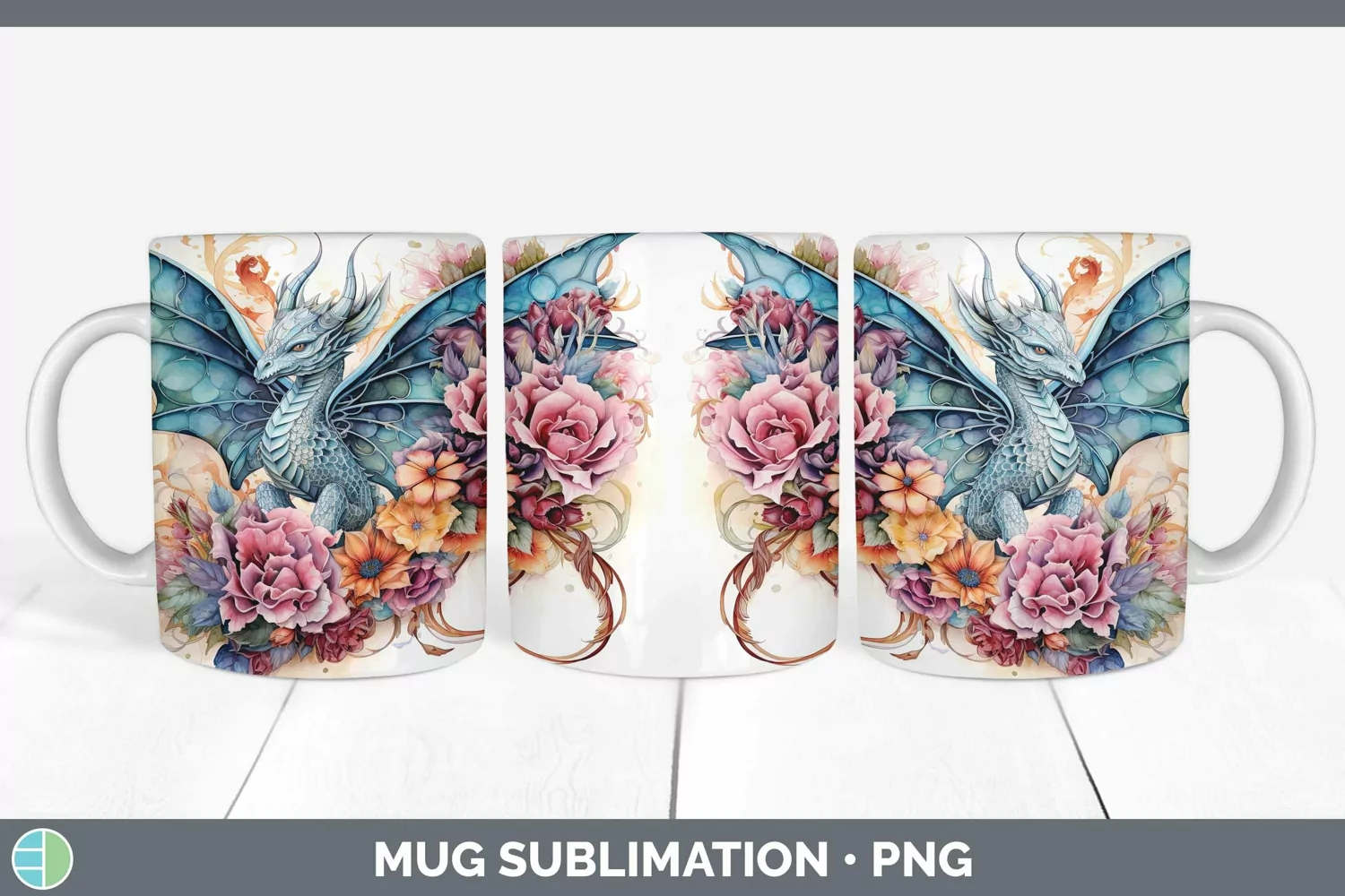 GorgeousWatercolor Mug Wrap design.