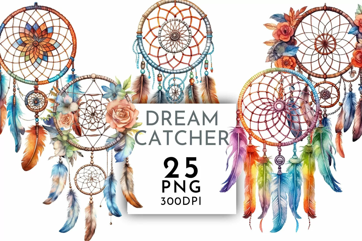 Watercolor Dream Catcher Clipart PNG 25 product image 1