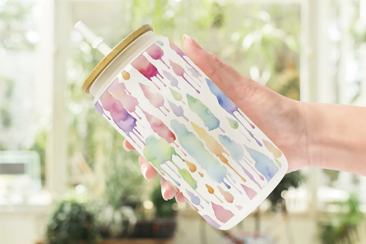 Watercolor Dripping Glass Can Wraps product image 1