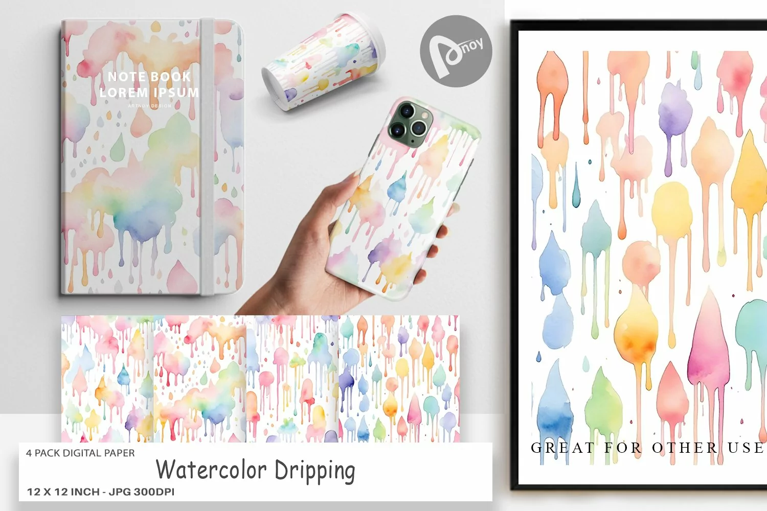 Digital Paper Watercolor Dripping product image 1