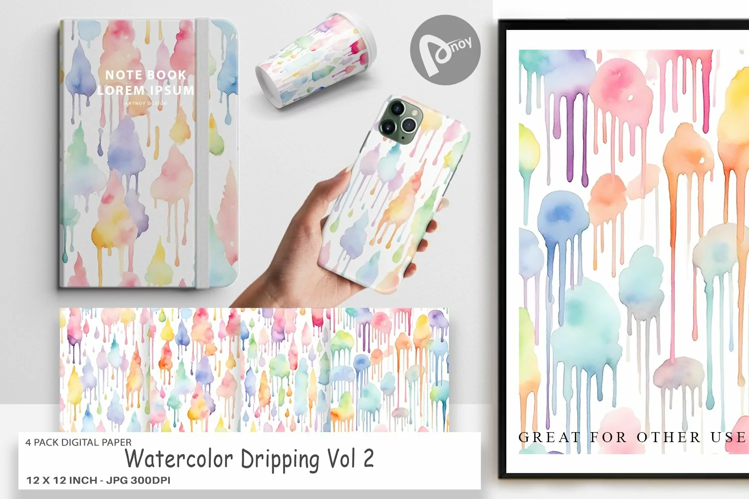 Digital Paper Watercolor Dripping product image 1