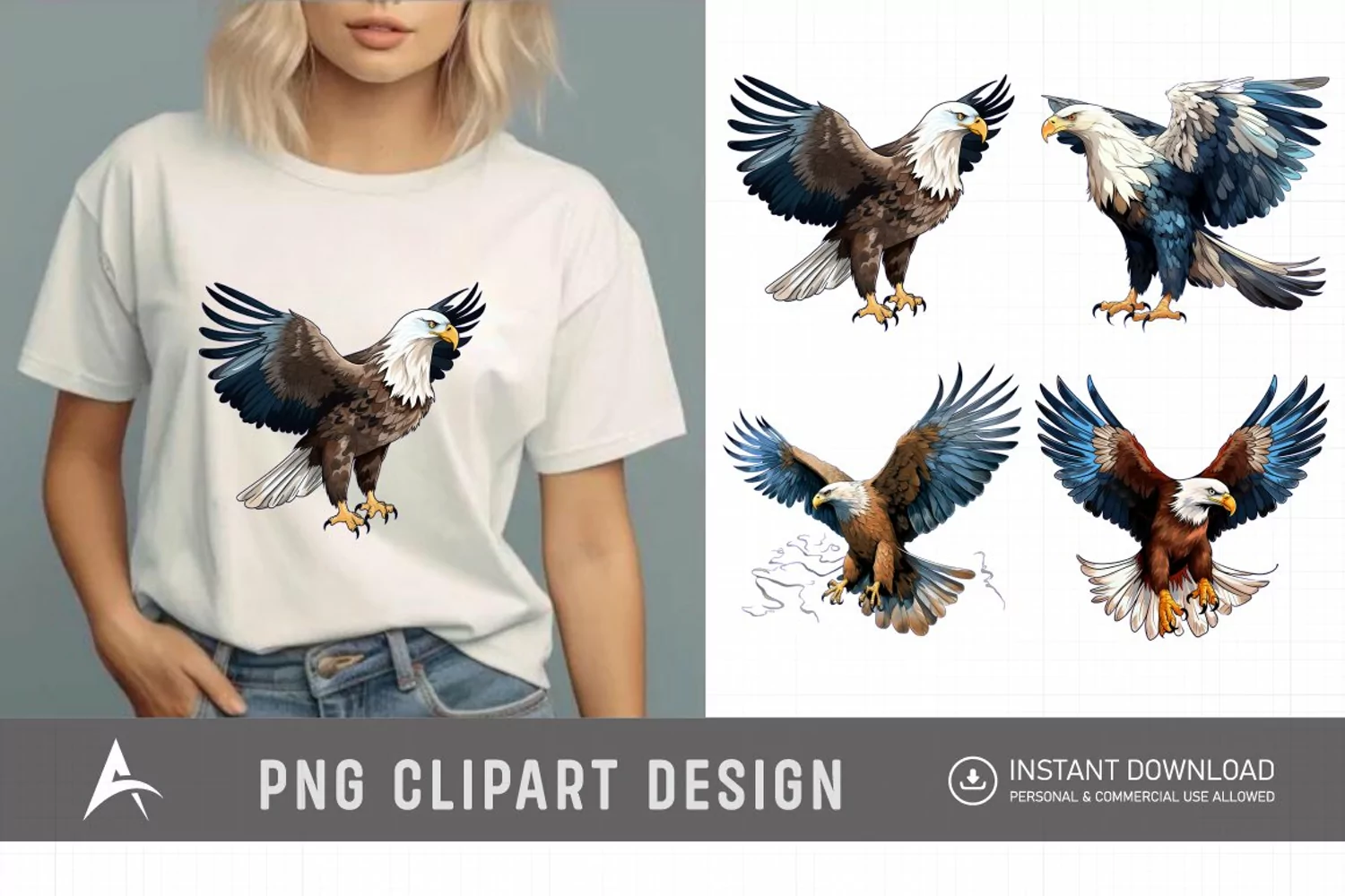 Watercolor Eagle Clipart , Eagle Sublimation Design product image 1