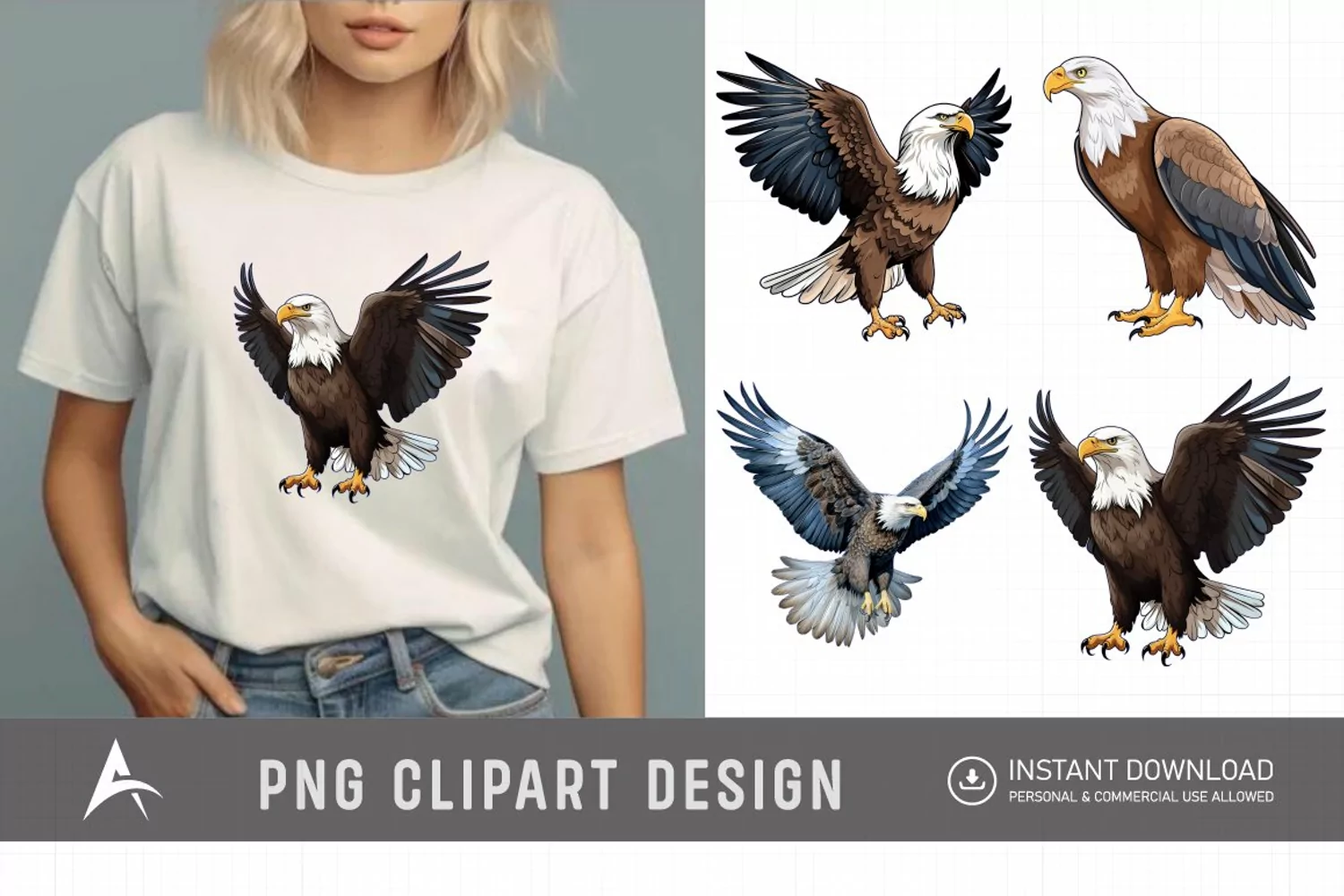 Watercolor Eagle Clipart , Eagle Sublimation Design product image 1