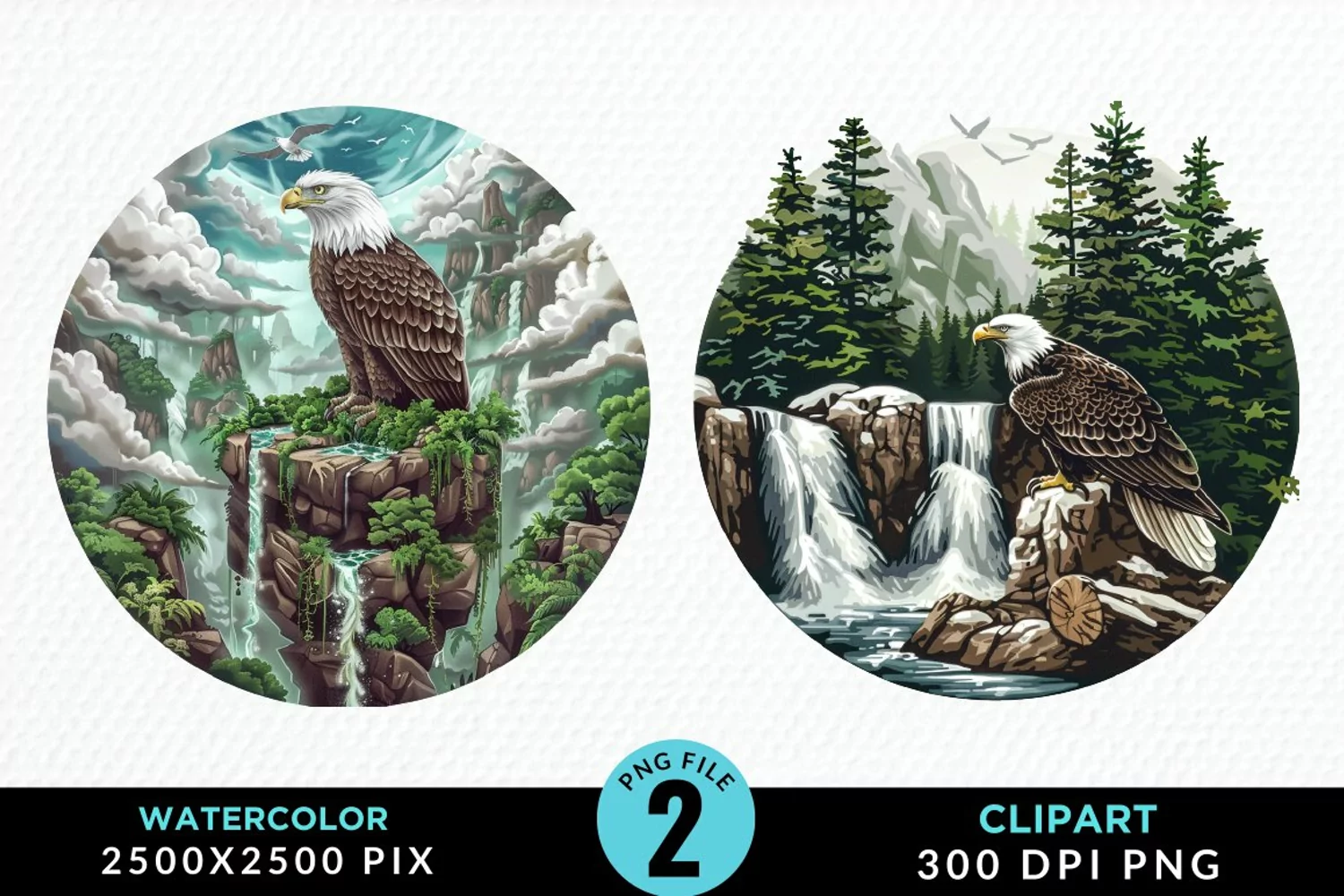 Watercolor Eagles Exquisite Clipart product image 1