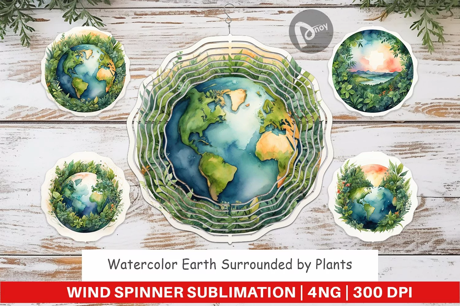Wind Spinner Watercolor Earth Plants product image 1
