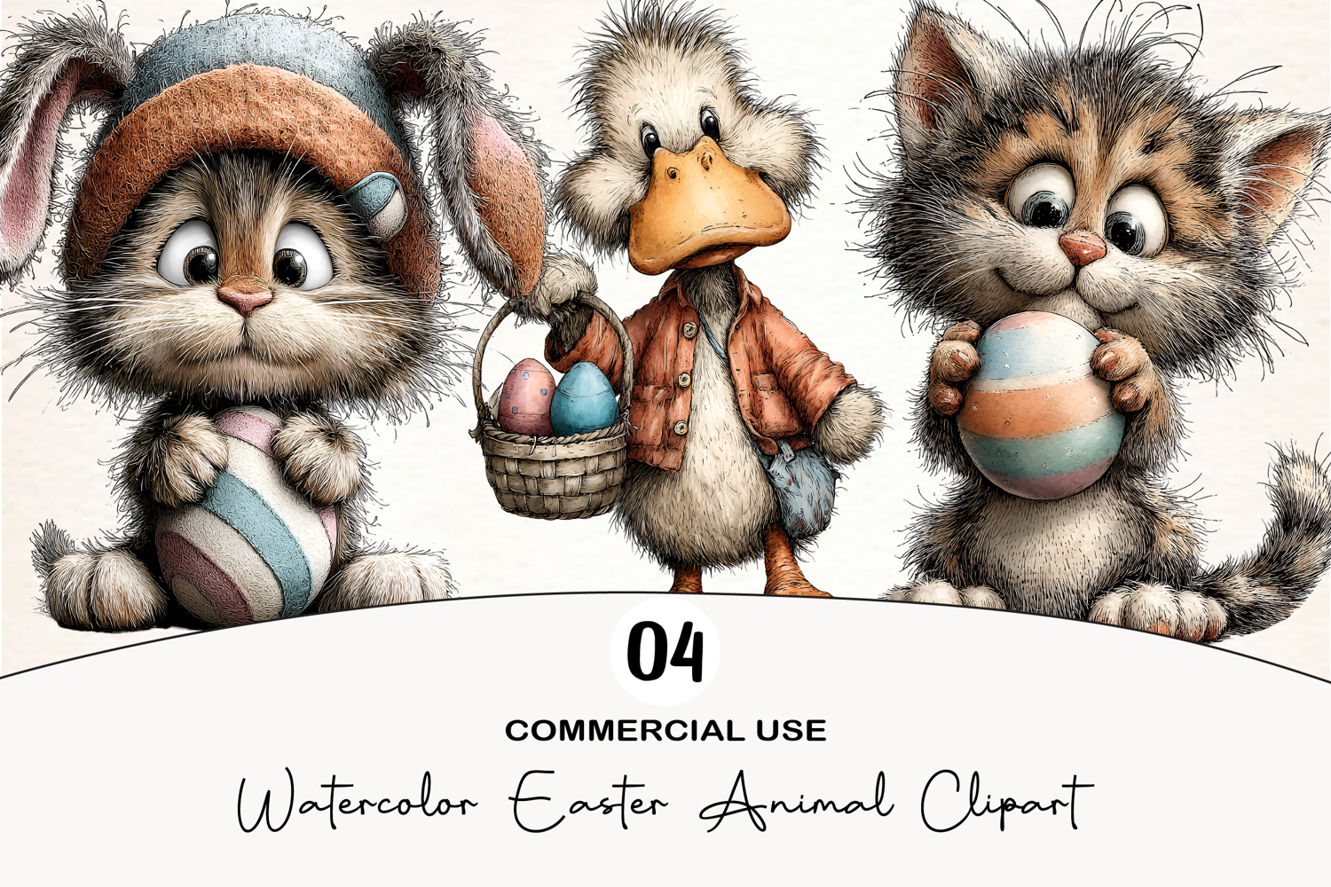 Watercolor Easter Animal Clipart product image 1