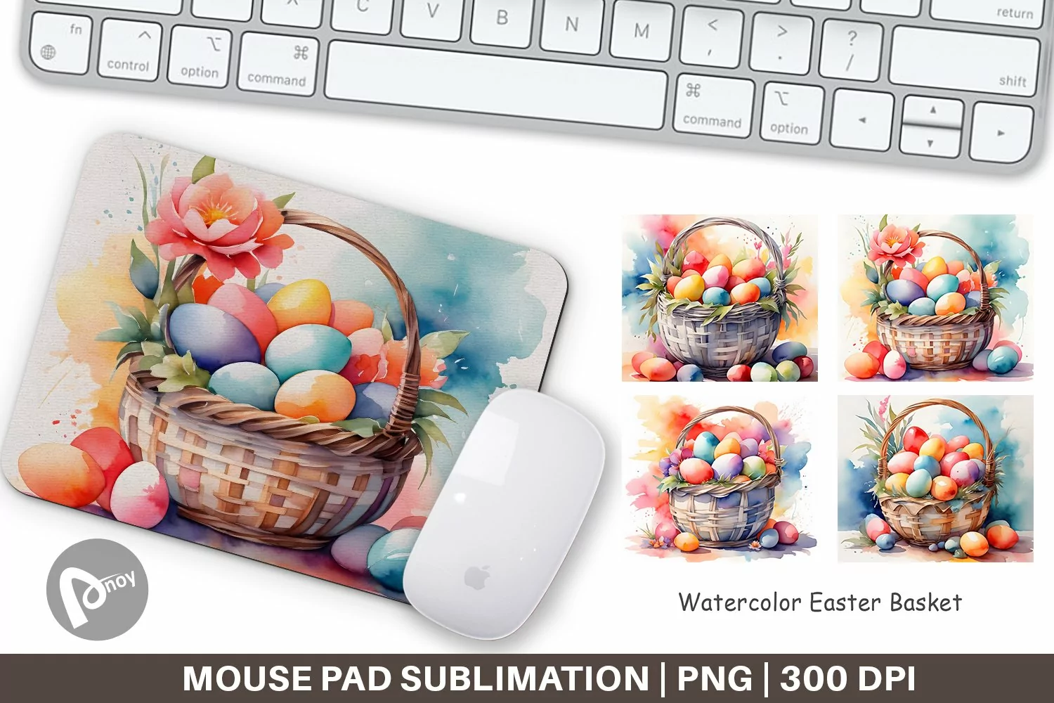 Mouse Pad Watercolor Easter Basket product image 1