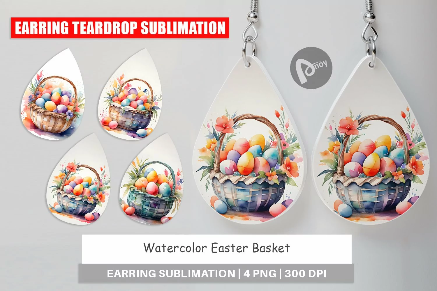 Earring Teardrop Watercolor Easter Basket product image 1