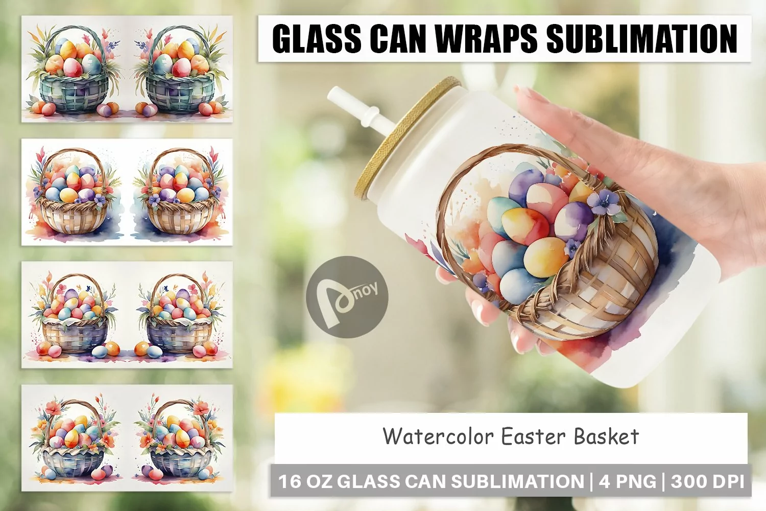 Glass Can Wraps Watercolor Easter Basket product image 1