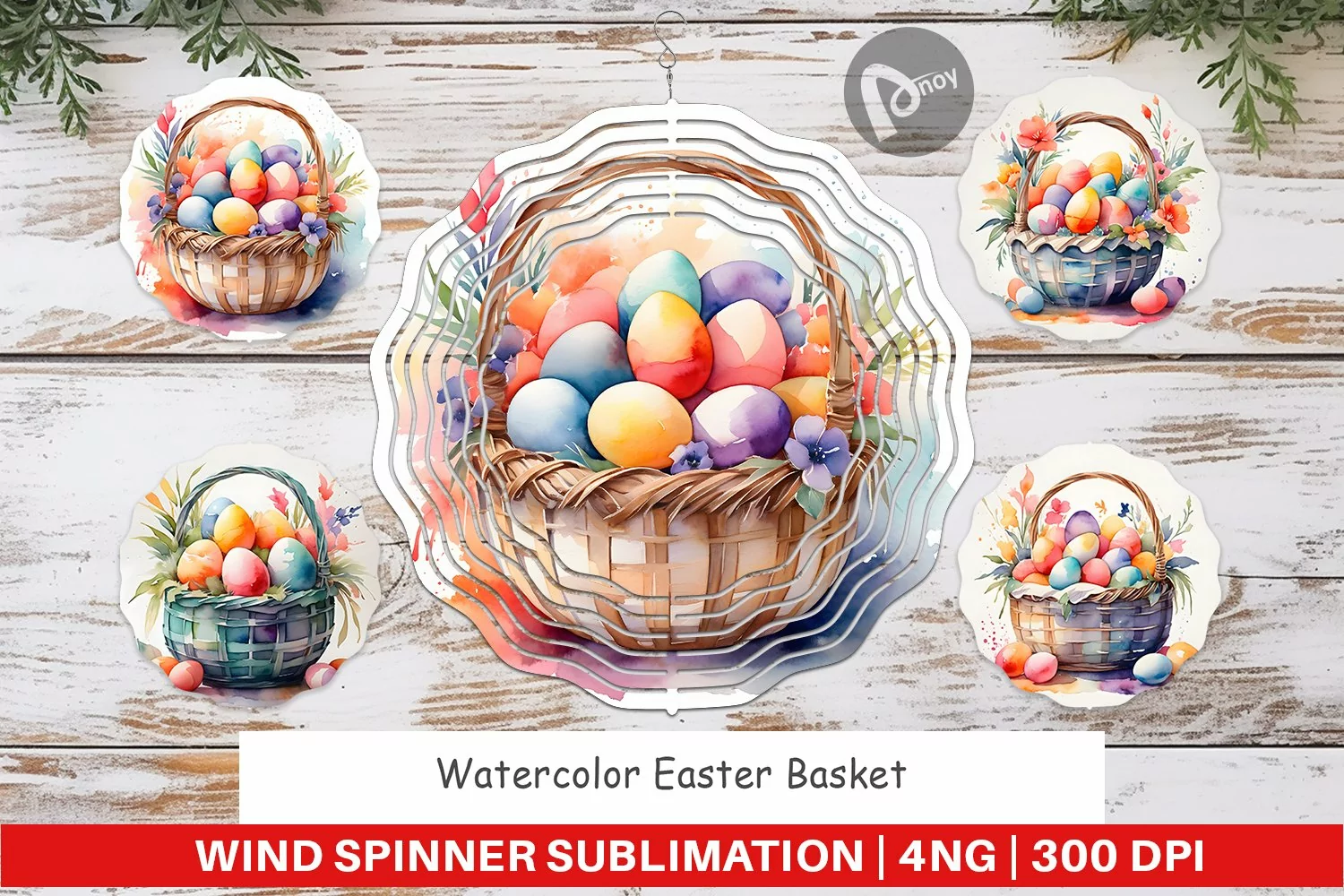 Wind Spinner Watercolor Easter Basket product image 1