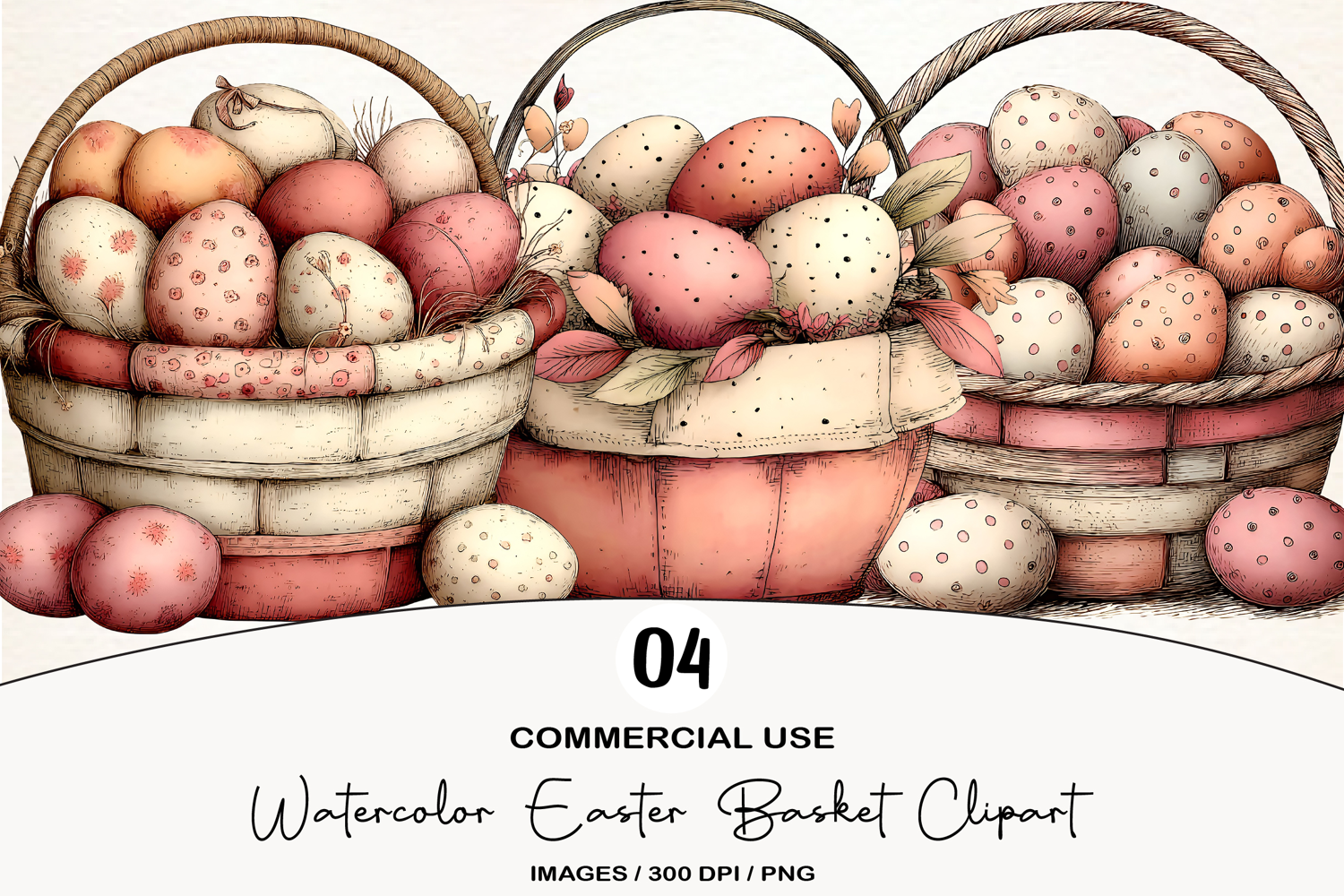 Watercolor Easter Basket Clipart product image 1