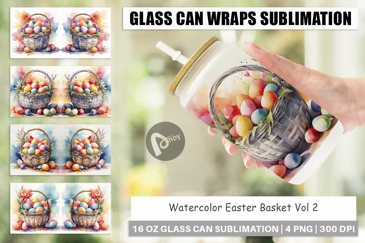 Glass Can Wraps Watercolor Easter Basket product image 1