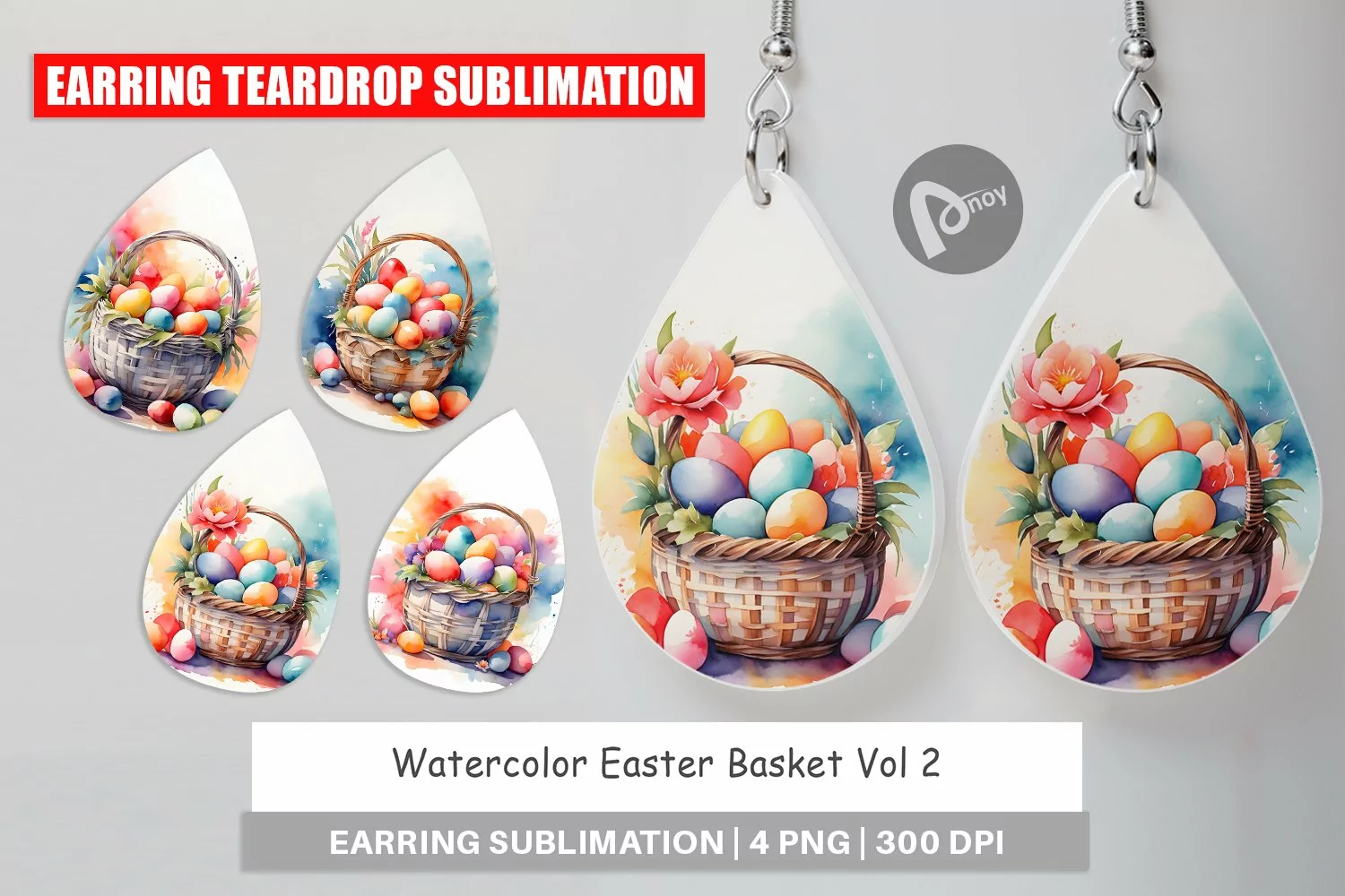 Earring Teardrop Watercolor Easter Basket product image 1