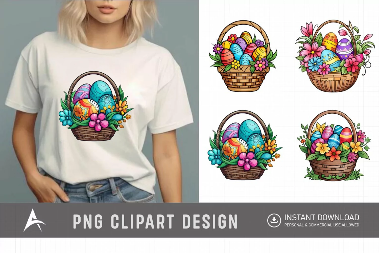 Watercolor Easter Baskets Clipart product image 1