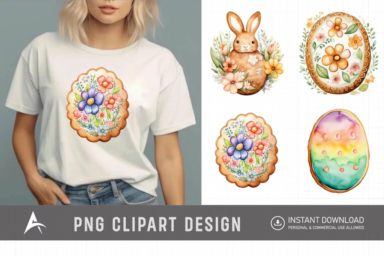 Watercolor Easter Biscuit Clipart product image 1
