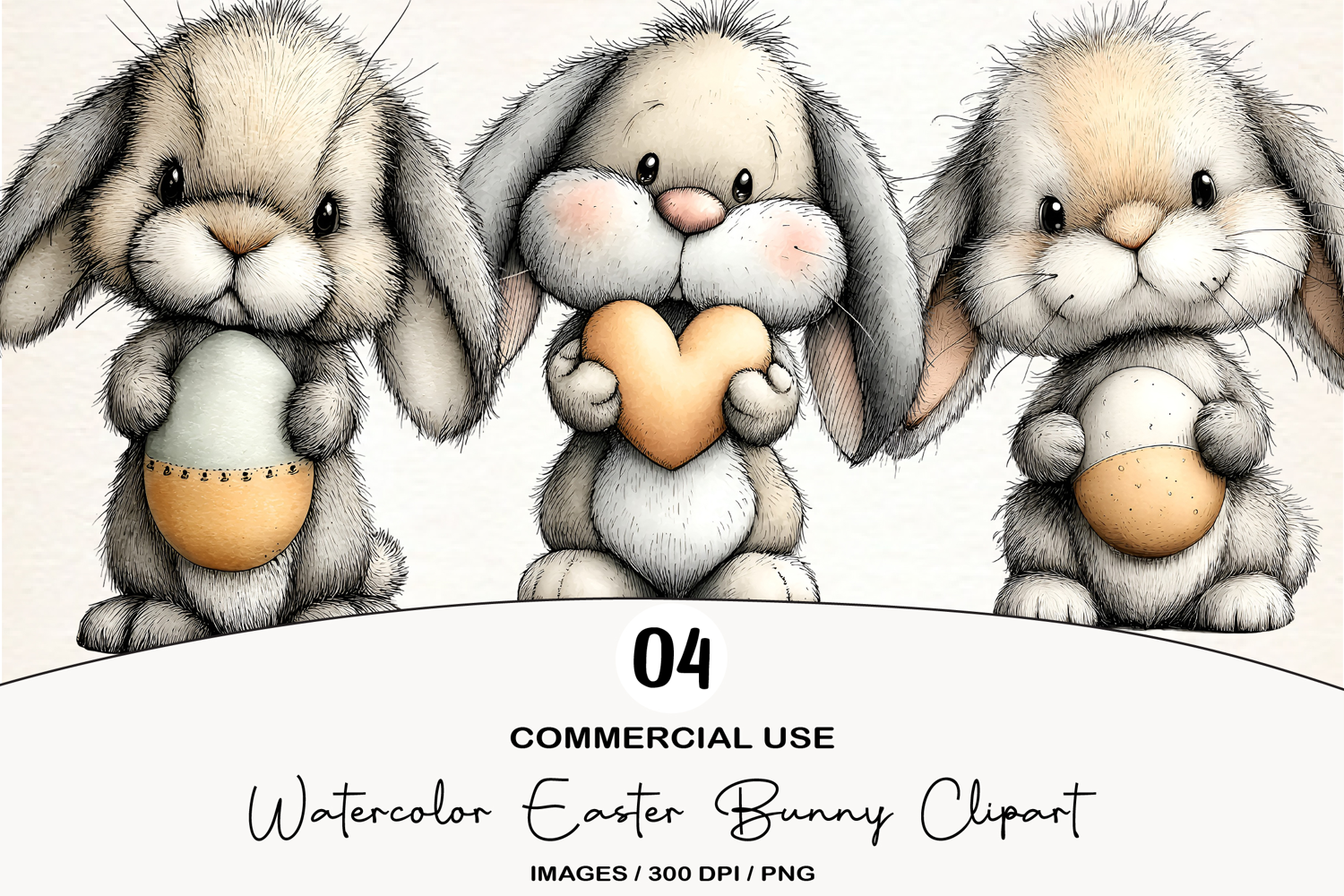 Watercolor Easter Bunny Clipart product image 1