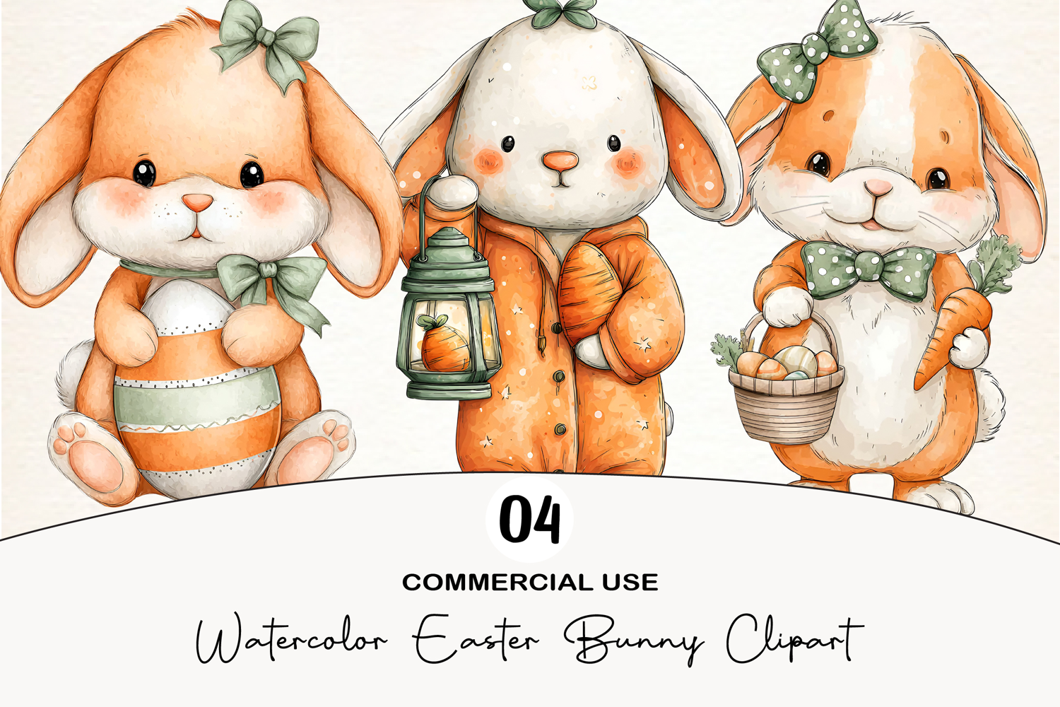 Watercolor Easter Bunny Clipart product image 1