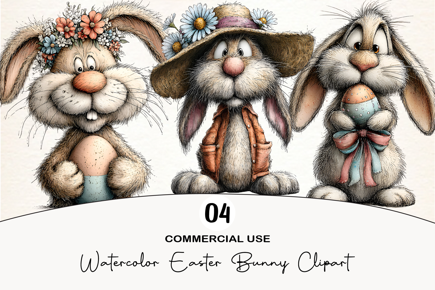 Watercolor Easter Bunny Clipart product image 1