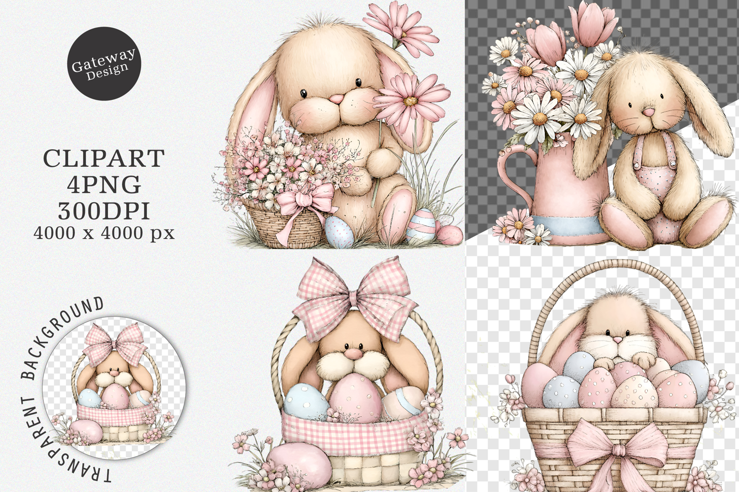 Watercolor easter bunny clipart - Easter bunny Png product image 1