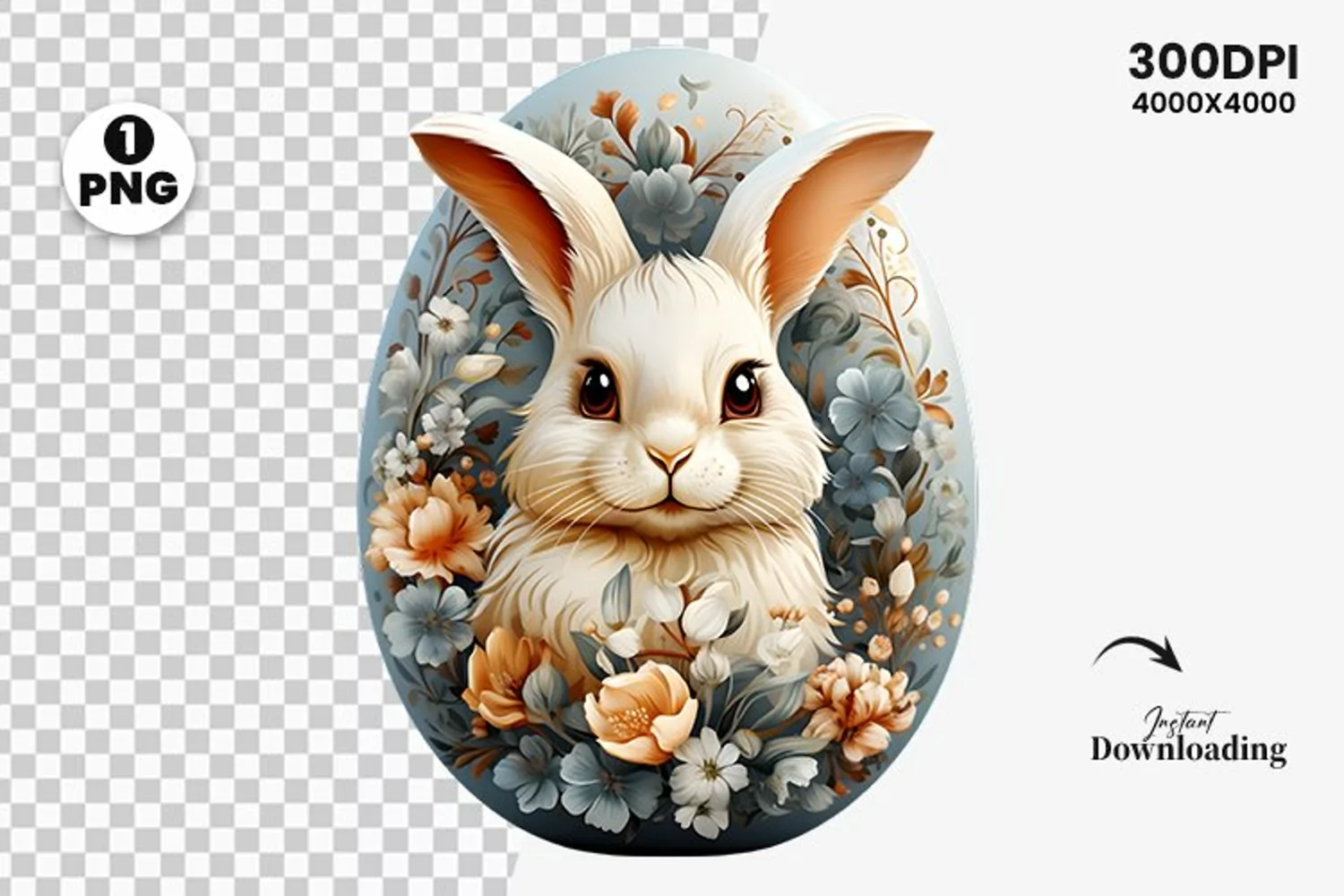 Happy easter watercolor bunny sublimation