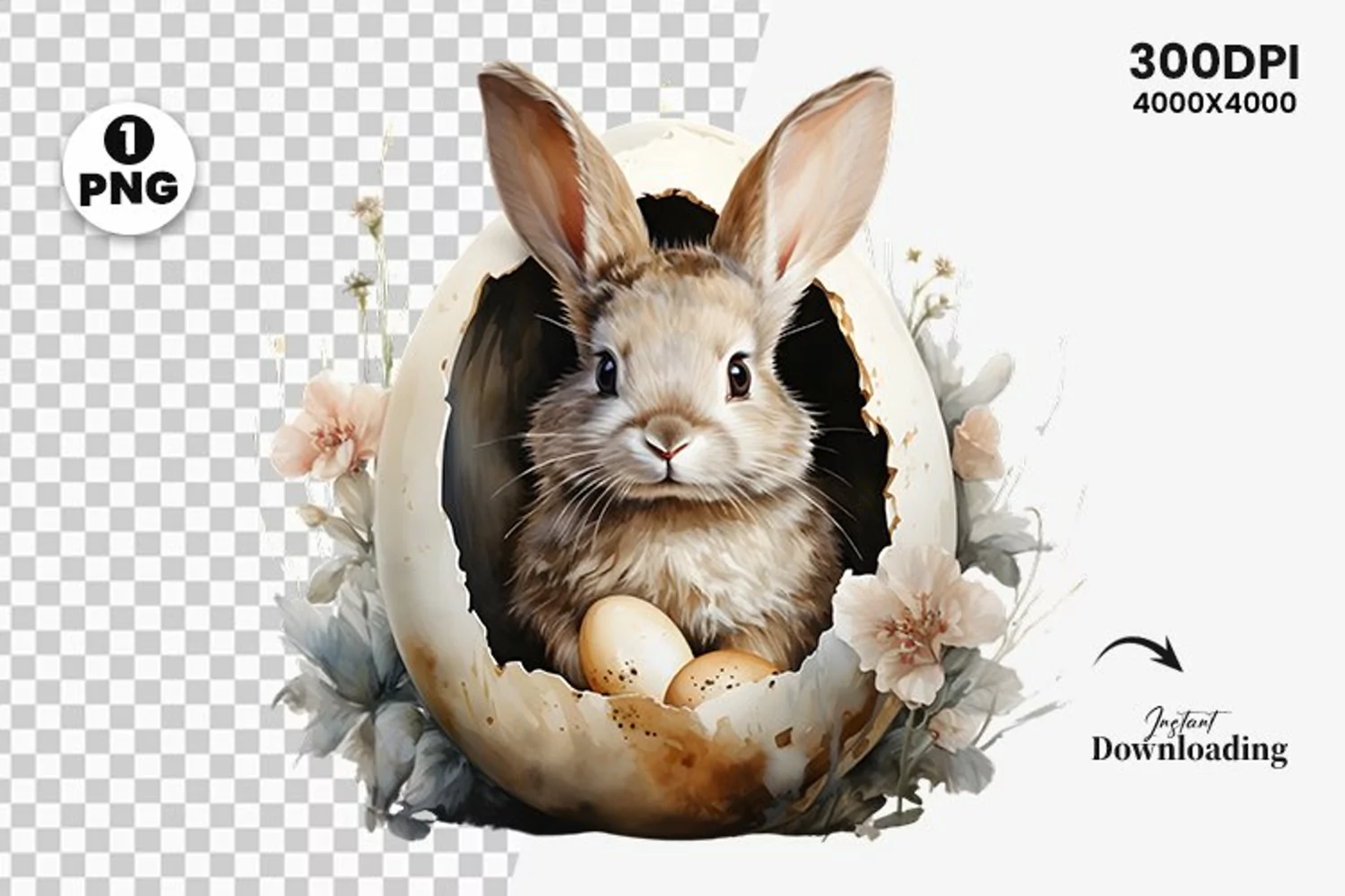 watercolor easter bunny clipart