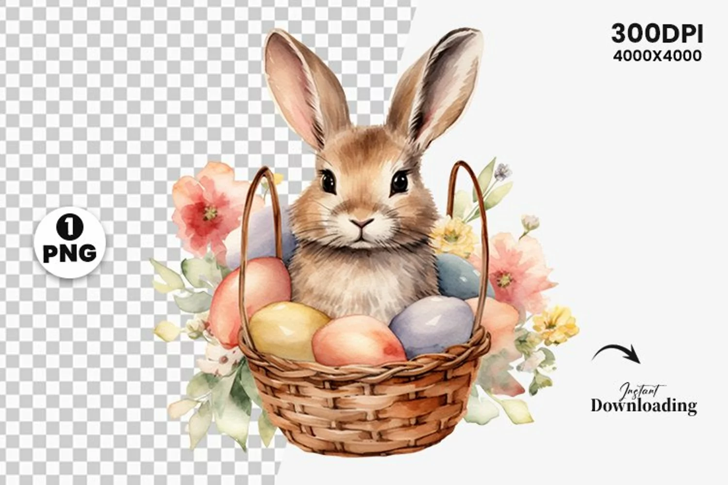 watercolor easter bunny clipart