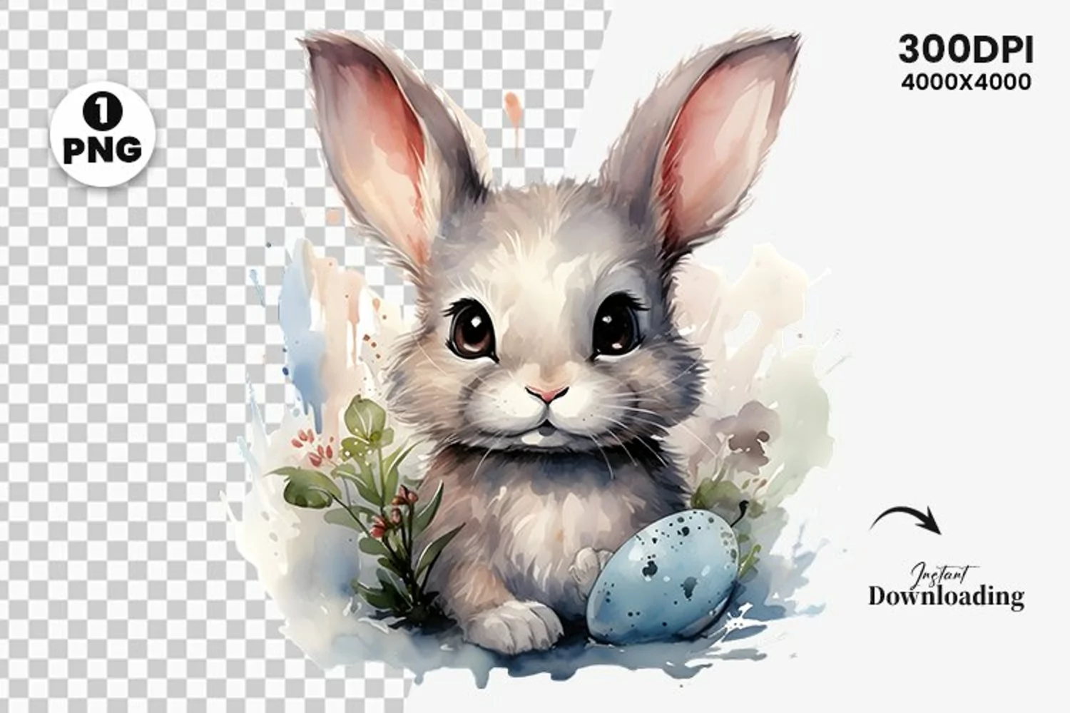 watercolor easter bunny clipart