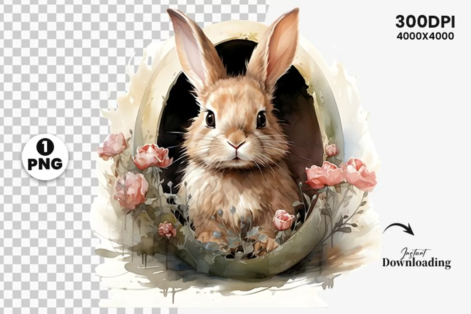 watercolor easter bunny clipart