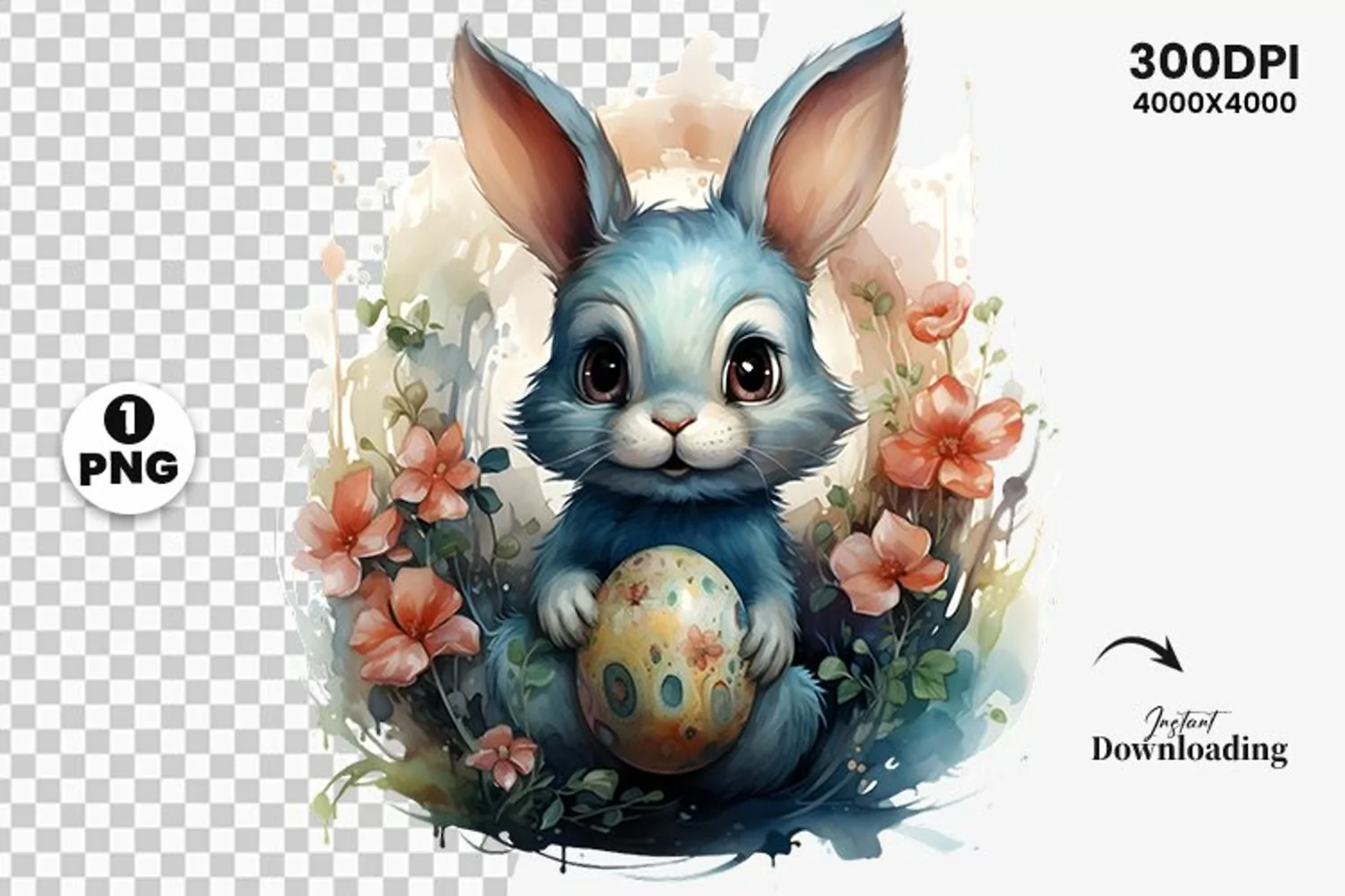 watercolor easter bunny clipart