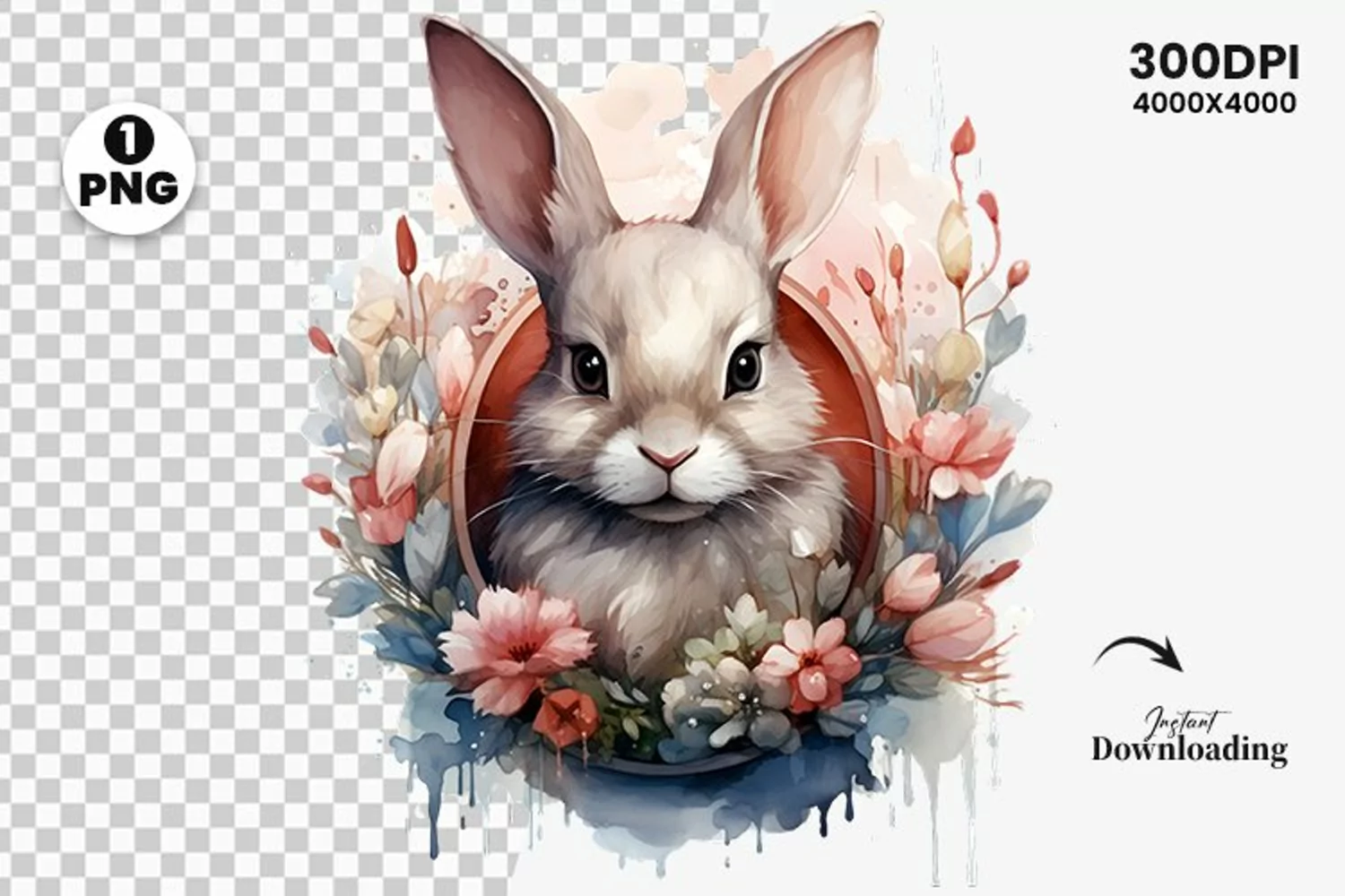watercolor easter bunny clipart