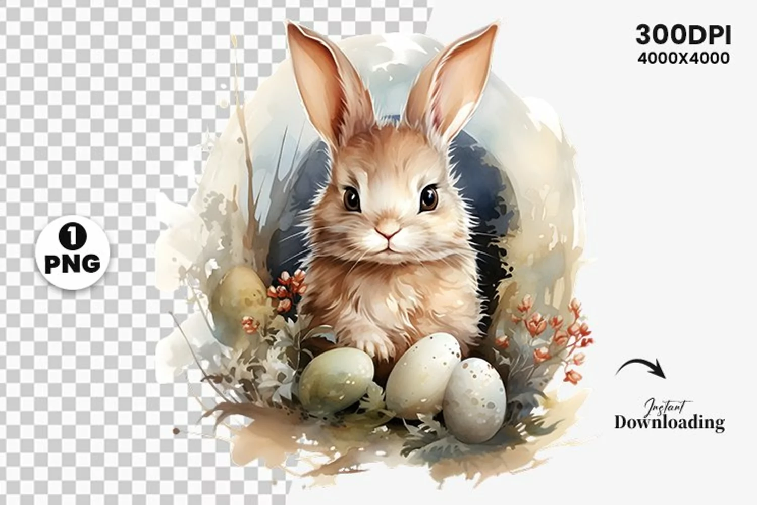 watercolor easter bunny clipart