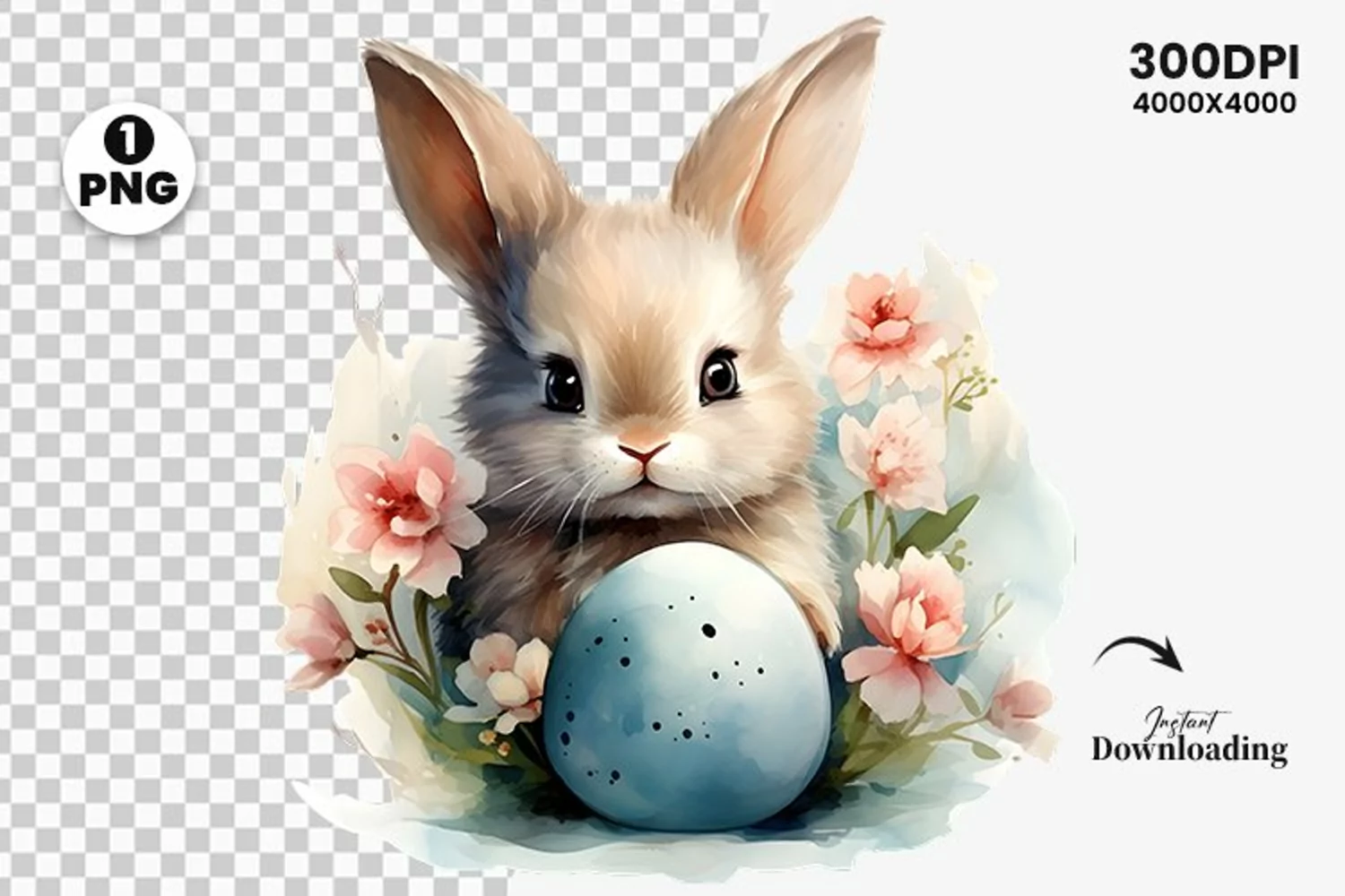 watercolor easter bunny clipart
