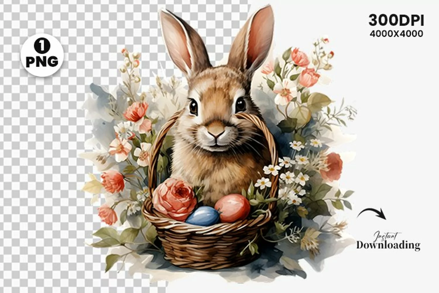 Watercolor Easter Bunny Clipart