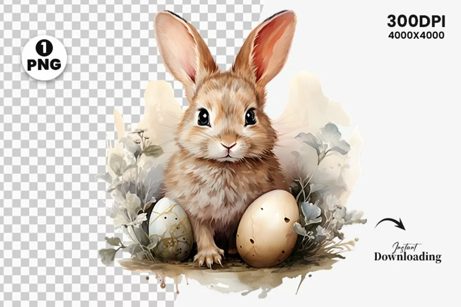 watercolor easter bunny clipart