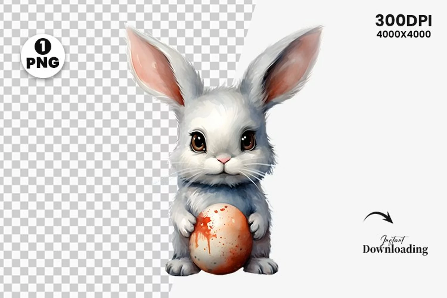 watercolor easter bunny clipart