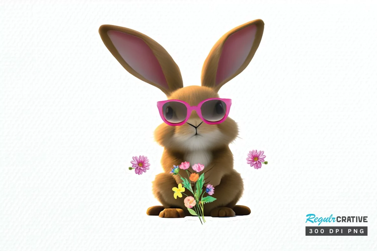 Watercolor Easter Bunny with Glasses Bunny PNG Clipart product image 1