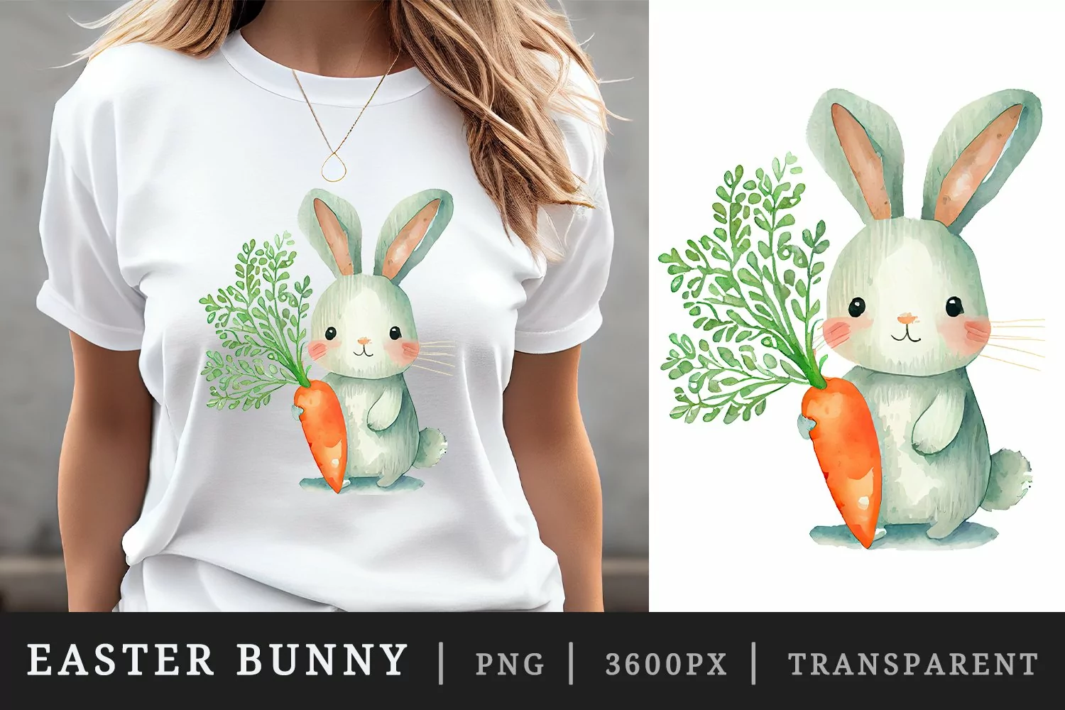 Watercolor easter bunny t-shirt sublimation print design png product image 1
