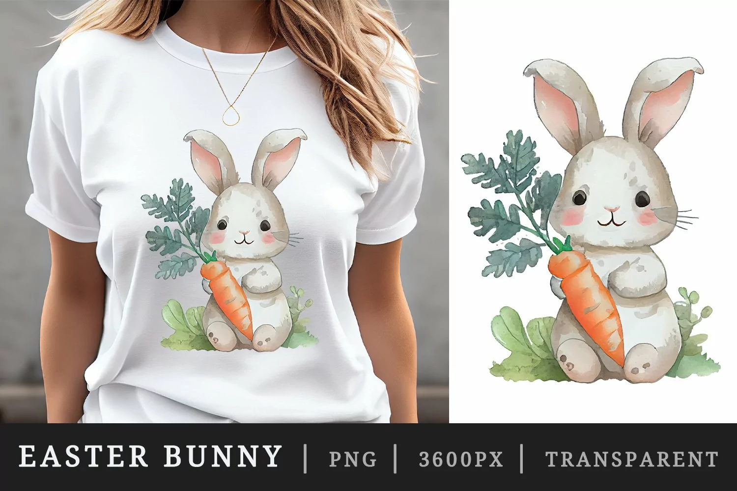 Watercolor easter bunny t-shirt sublimation print design png product image 1