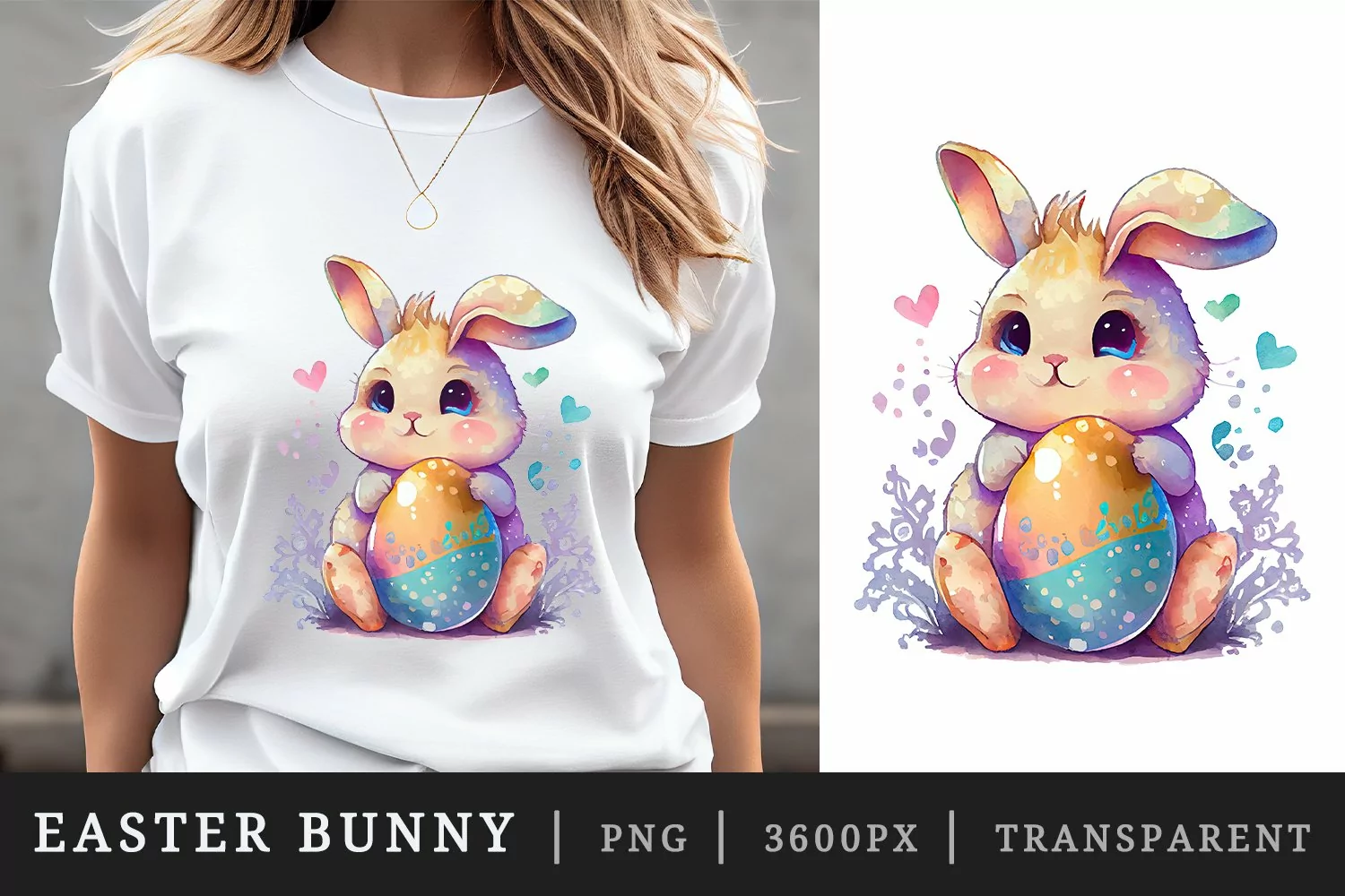Watercolor easter bunny t-shirt sublimation print design png product image 1