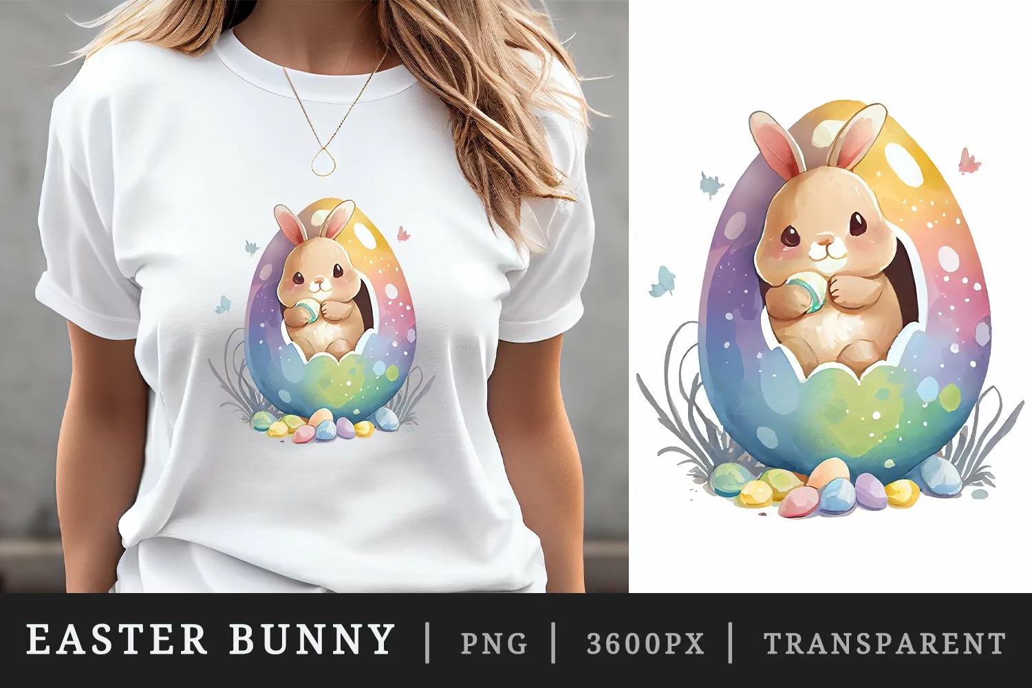 Watercolor easter bunny t-shirt sublimation print design png product image 1