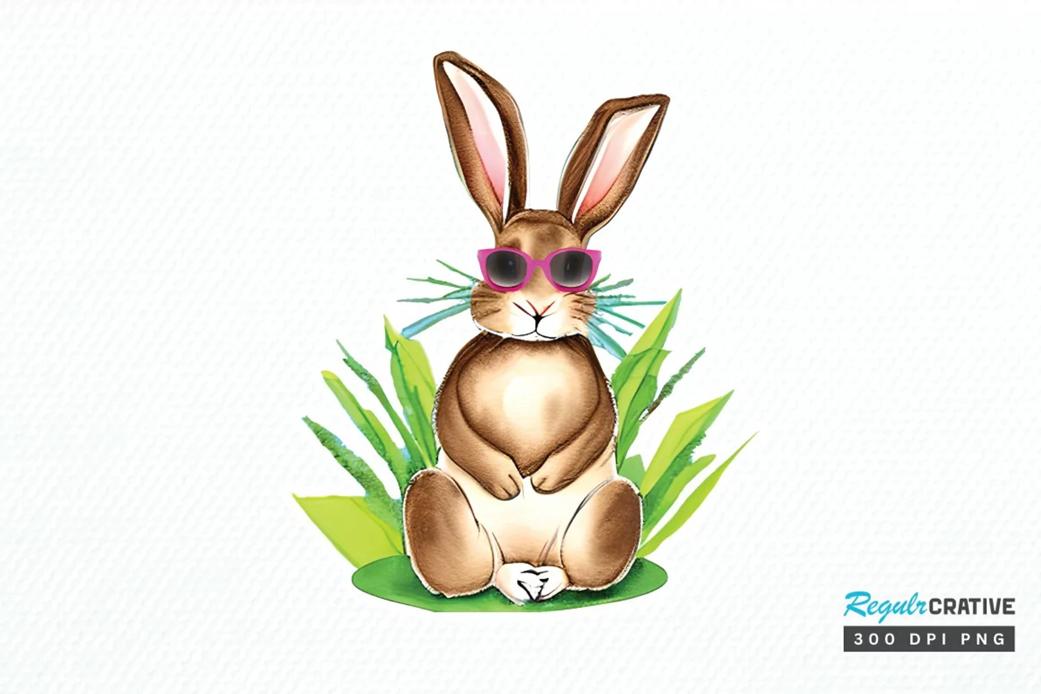 Watercolor Easter Bunny with Glasses Bunny PNG Clipart product image 1