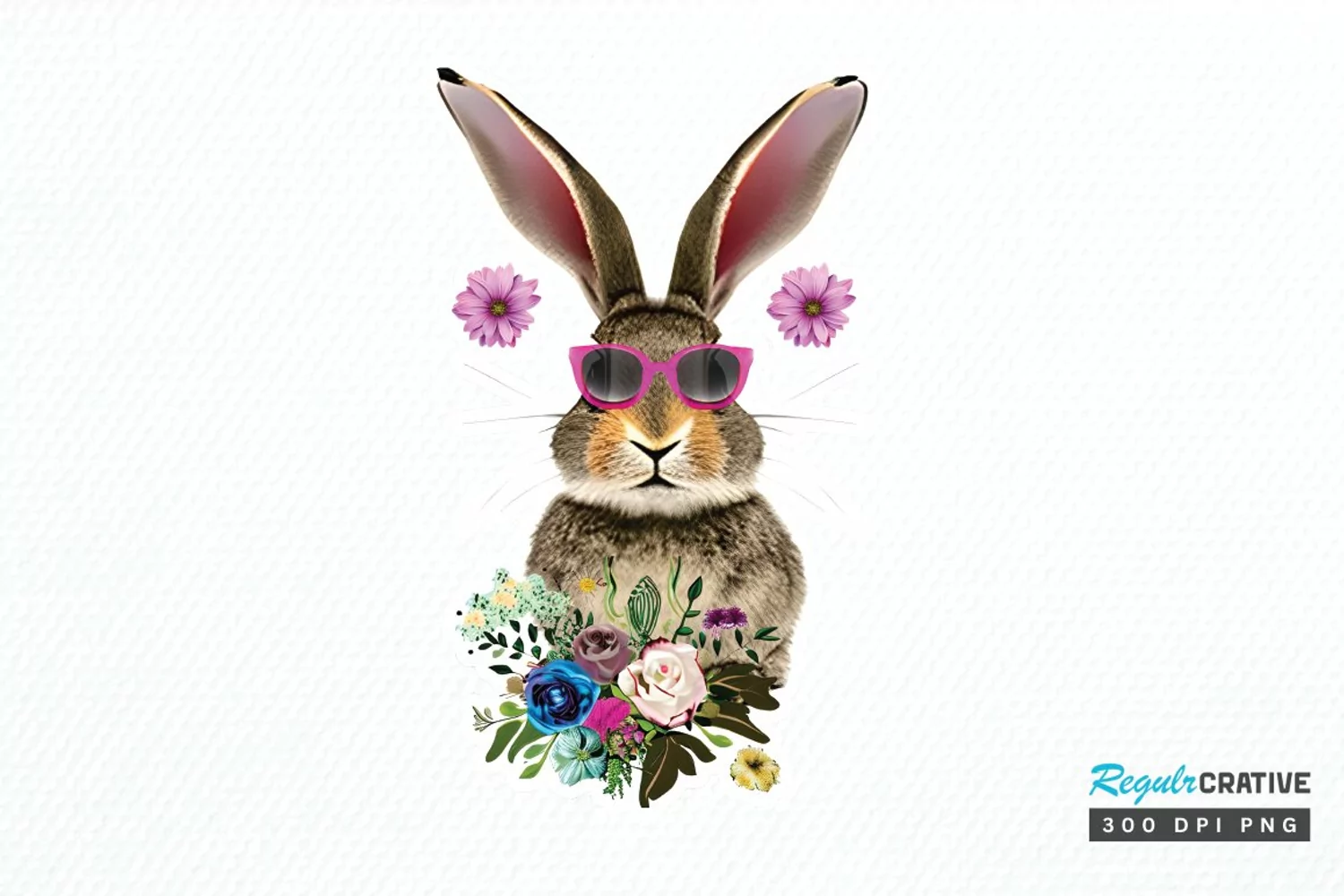 Watercolor Easter Bunny with Glasses Bunny PNG Clipart product image 1