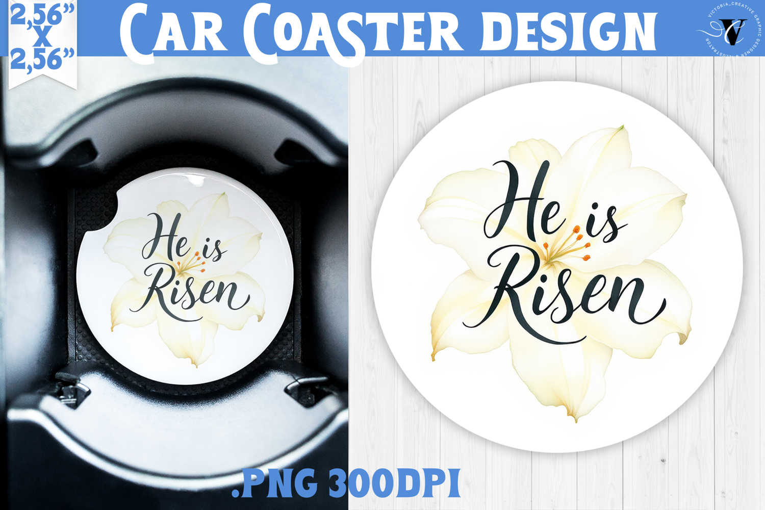 Car Coaster | Watercolor Flowers | Happy Easter product image 1