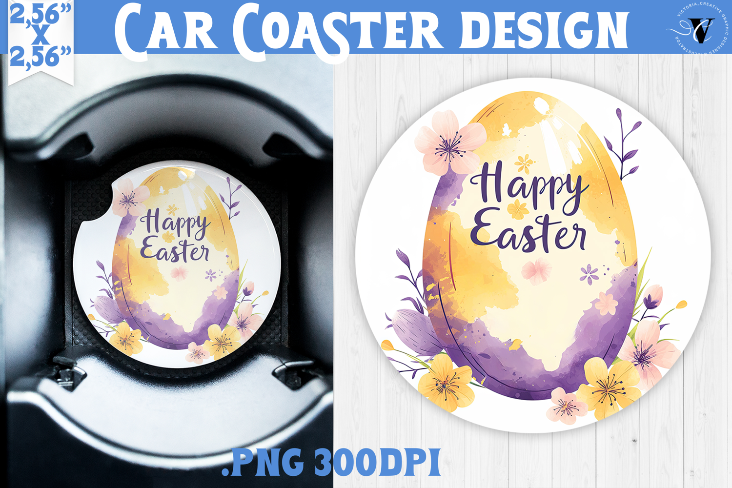 Car Coaster | Watercolor Egg | Happy Easter product image 1